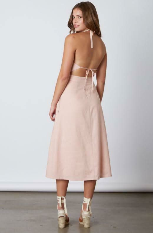 Halter Tie-Back Midi Dress