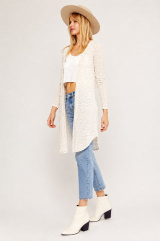 Kara Blush Leopard Print Cardigan Sweater - Side View