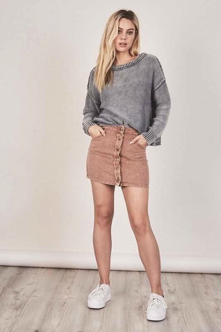 It's a Plan Washed Charcoal Grey Sweater Top - Fall Sweaters Collection