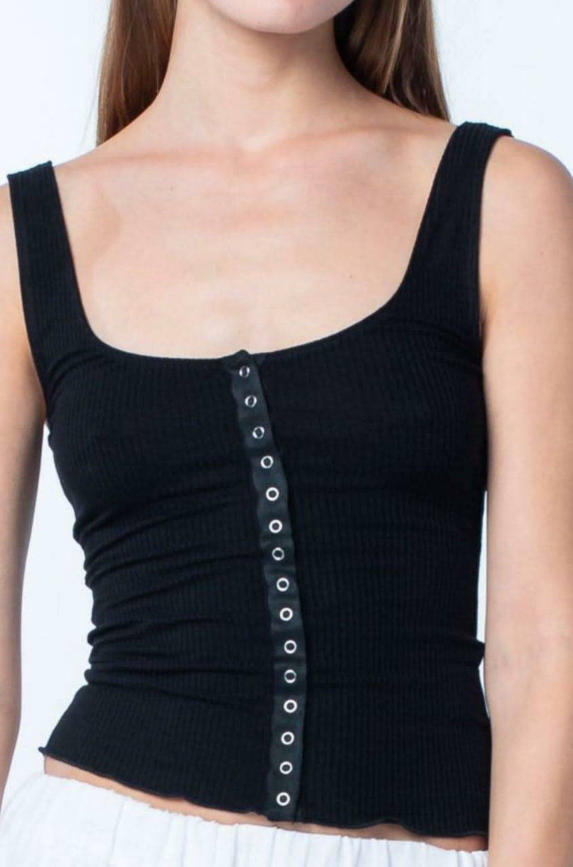 Set Me Free Solid Rib Black Cropped Tank Top a cute black tank top