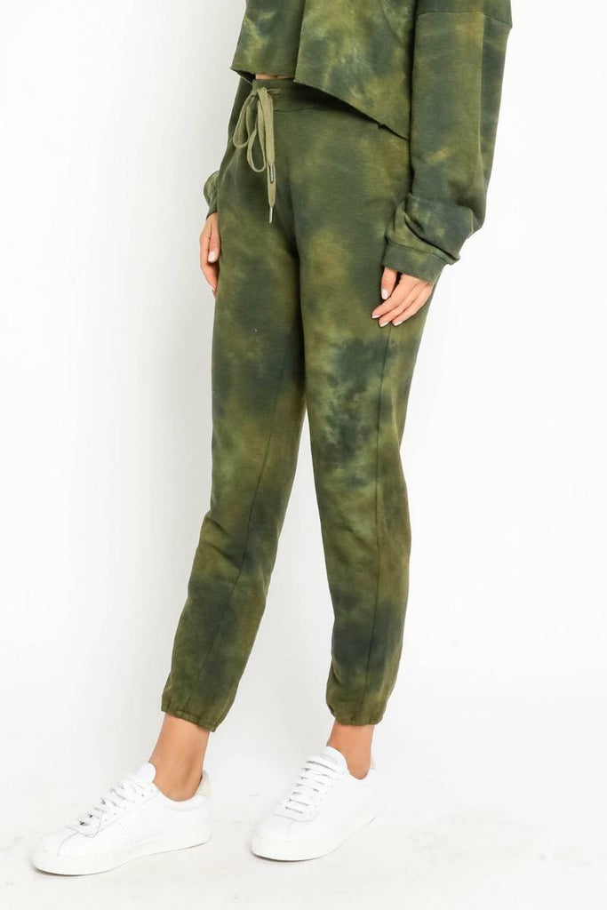 Just Go With It Olive Tie-Dye Drawstring Joggers -  BohoPink