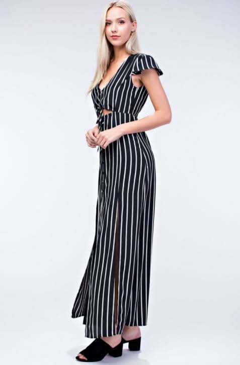 Black and White Striped Maxi Dresses