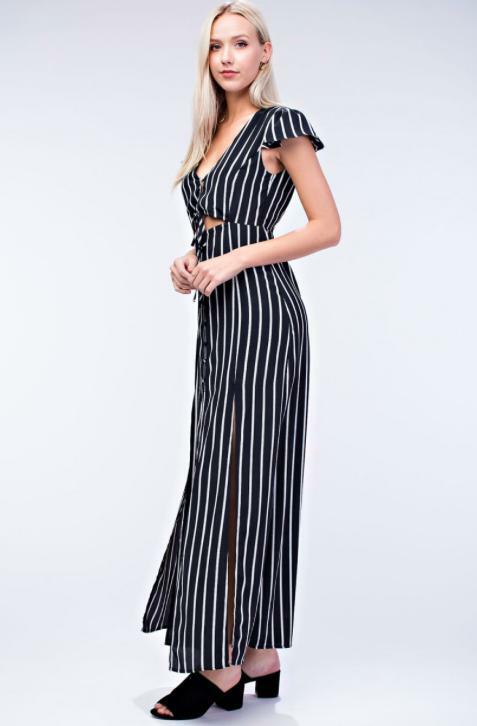 Black and White Striped Maxi Dresses
