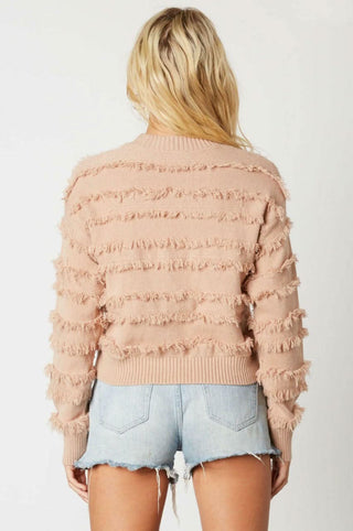 Hailey Blush Fringe Sweater back