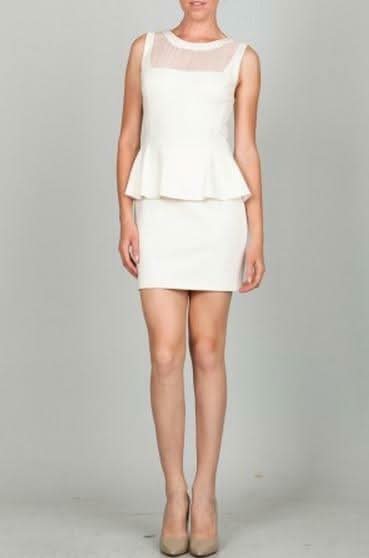 White Sleeveless Peplum Mini Dress
