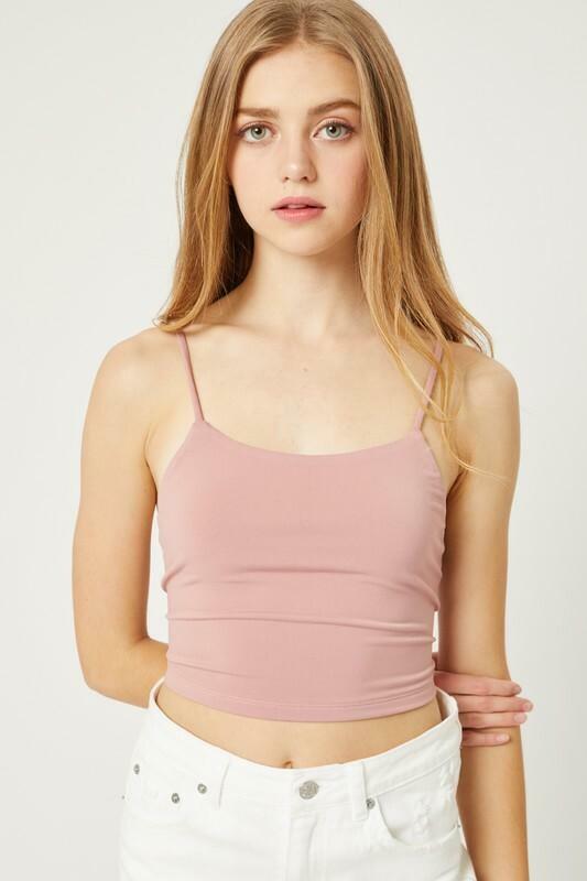 Mauve Pink Backless Cami Crop Top 