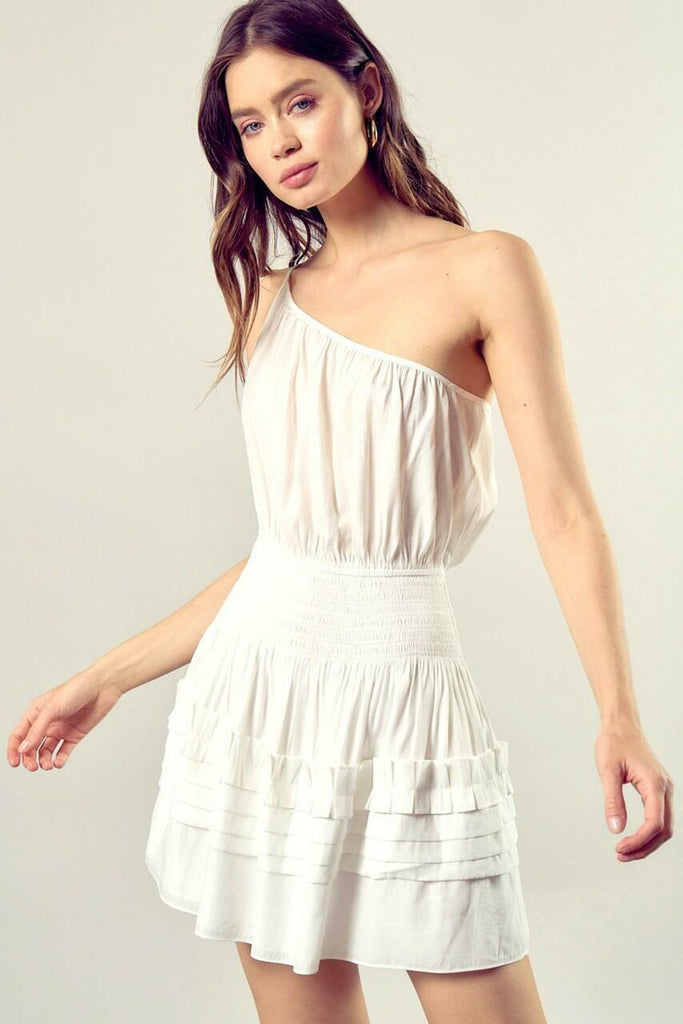White One Shoulder Mini Dress