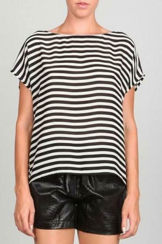Going Out Tops - Love Me Back Black and White Striped Top -  Boho Pink