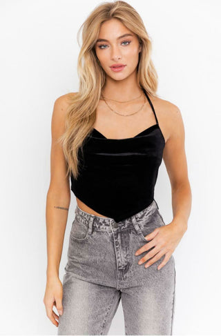 lack Velvet Bandana Top