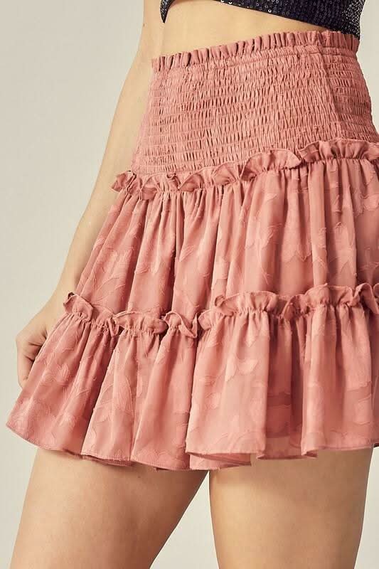 Smocked Waist Mini Skirt