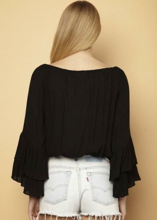 Black Bell Sleeve Top
