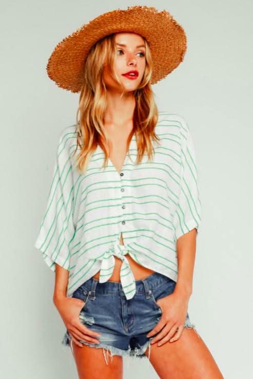 Tie Front Short Sleeve Top