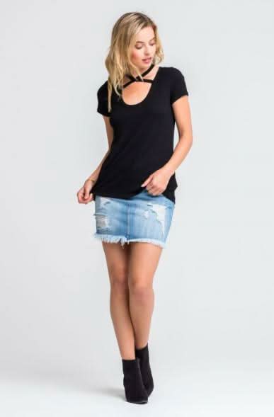 Black Criss-Cross Strap Tee