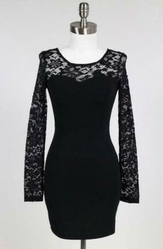 Black Long Sleeve Mini Dresses