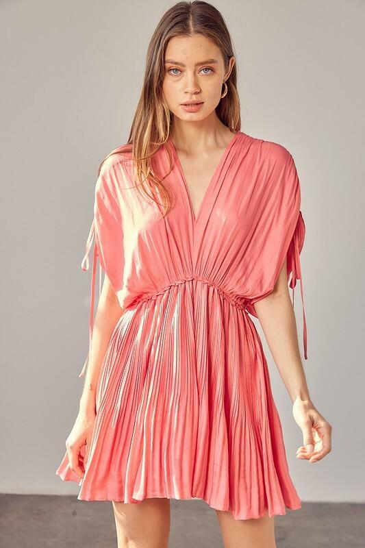 Pink Dolman Short Sleeve Mini Dress 