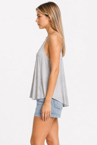 Fond Of You Taupe Striped Criss-Cross Tank Top- Side View