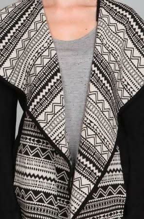 En Créme Black and White Aztec Jacket  Detailed View