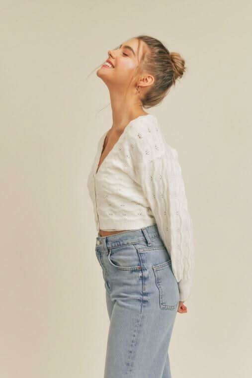 Puff Sleeve Cardigan Sweaters