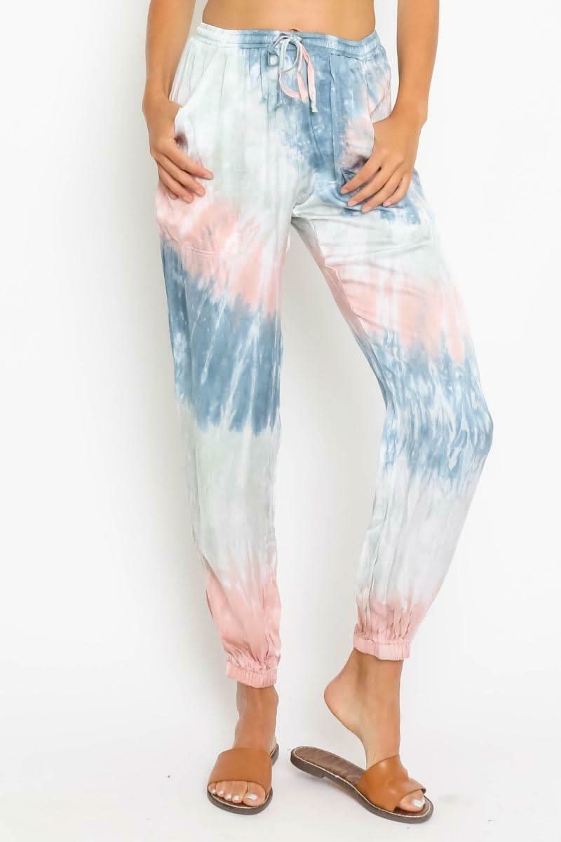 Good Vibes Sunburst Tie-Dye Jogger Pants -  BohoPink