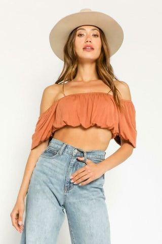 Summer Feeling Aragon Off-Shoulder Crop Top - Front View