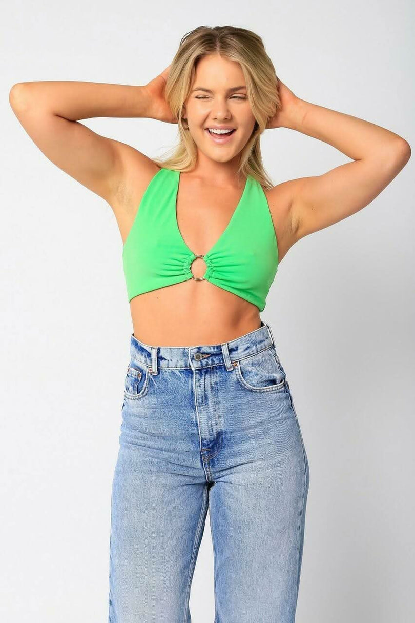 Green Center Ring Halter Top