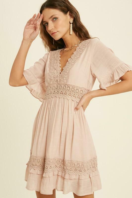 Blush Short Sleeve Mini Dress 