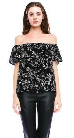 Perfect Harmony Black Off Shoulder Ruffle Top - Front View