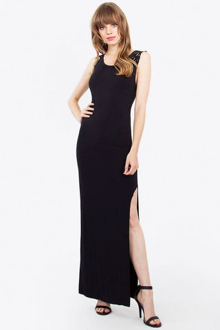 Black Sleeveless Casual Maxi Dresses - Front View