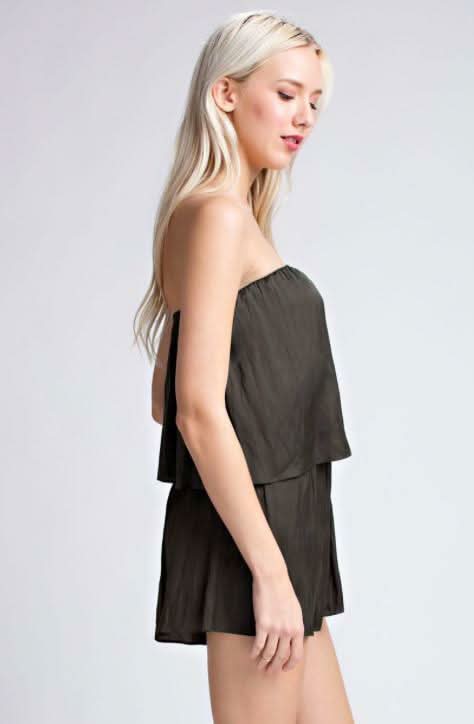 Strapless Overlay Romper