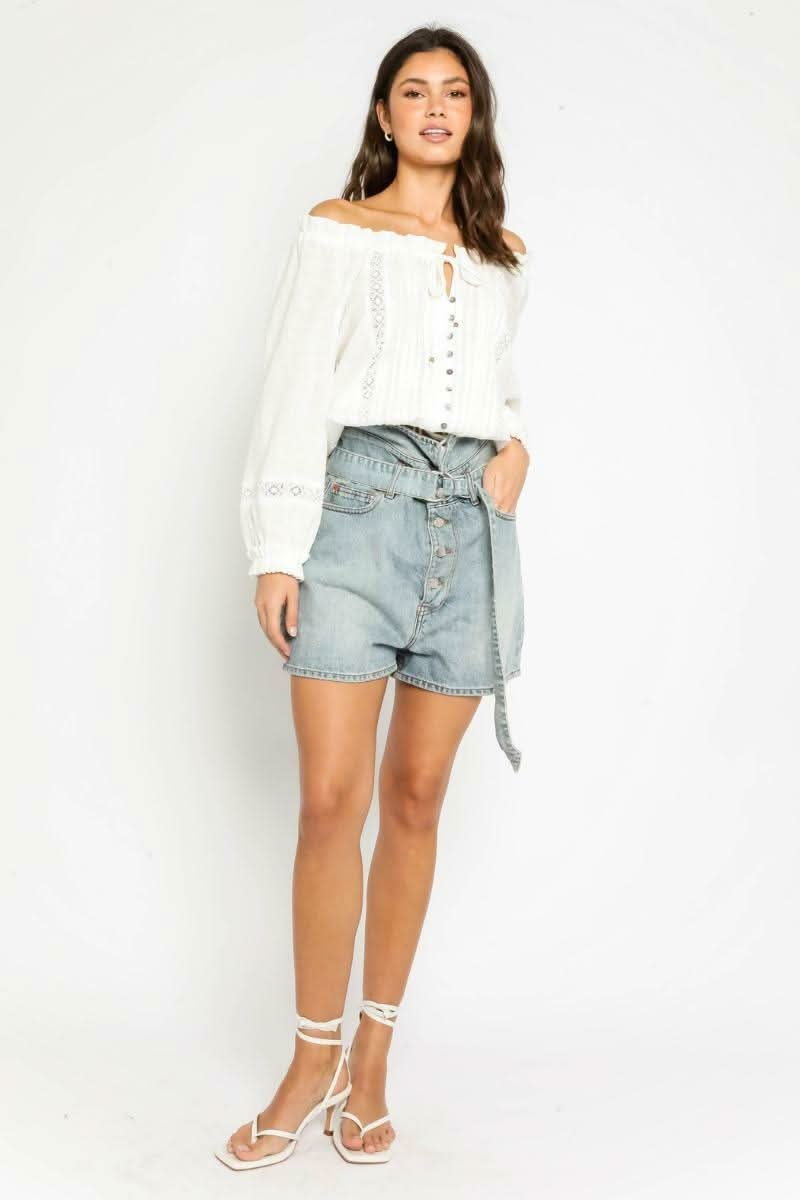 In The Mood White Off-the-Shoulder Top -  BohoPink