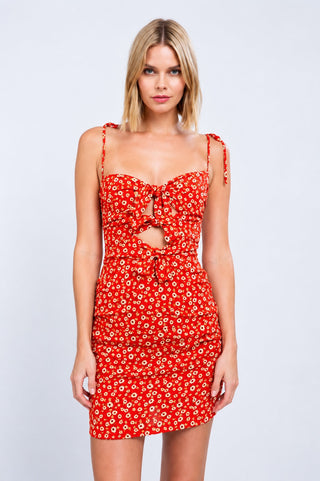 Say That You Love Me Red Floral Print Mini Dress a red floral mini dress