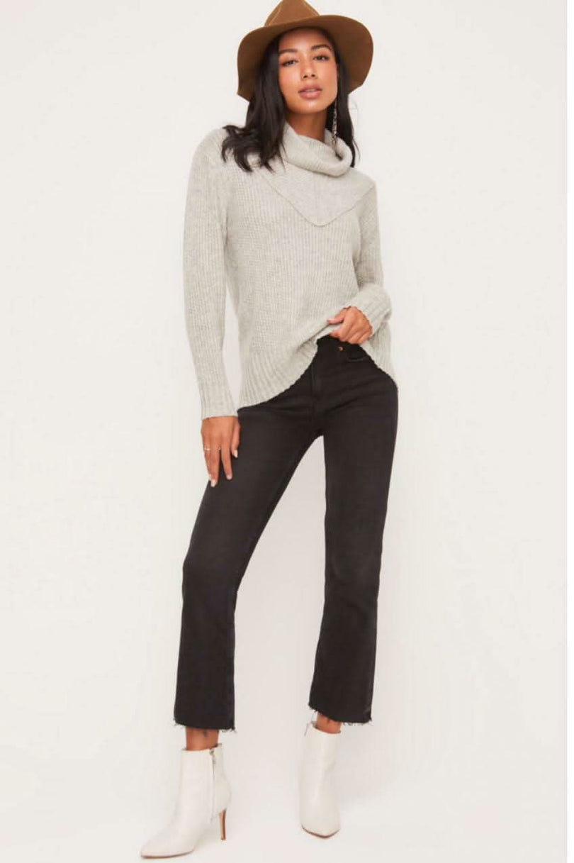 Grey Turtleneck Neck Sweater -  BohoPink