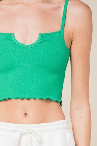 Don't Do It Emerald Lake Notch Cami Crop Top - Close Up