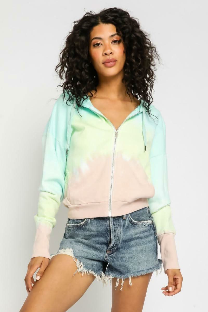 Tie-Dye Zip-Up Hoodie for Women