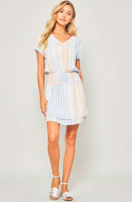 Chambray Blue Striped Mini Dress