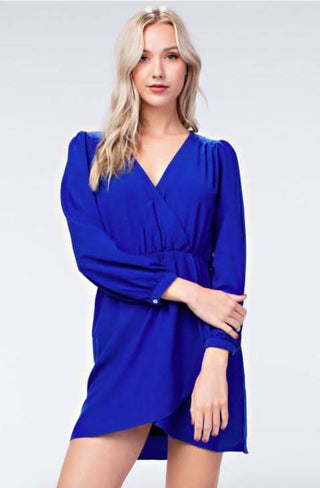 Hannah Royal Blue Long Sleeve Wrap Dress from our wrap dresses edit