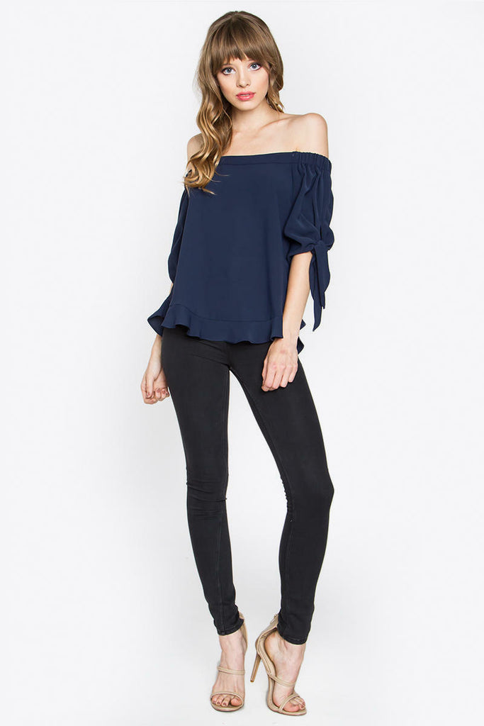 Navy Blue Off-Shoulder Top