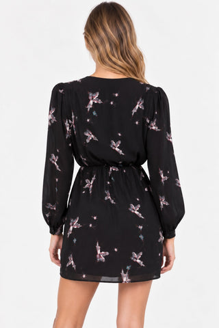 Bye Bye Birdie Long Sleeve Wrap Dress - Back View