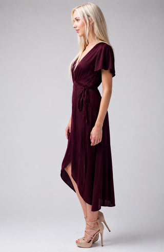 Come Together Burgundy Midi Wrap Dress - Side View