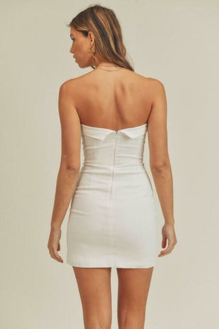 On My Mind White Strapless Mini Dress - Back View