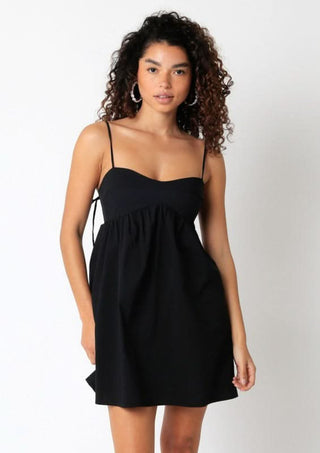 Black Babydoll Cami Mini Dress Styled as Homecoming Dress