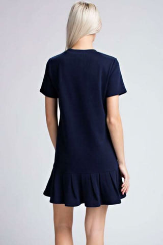back view soft jersey navy tee dress