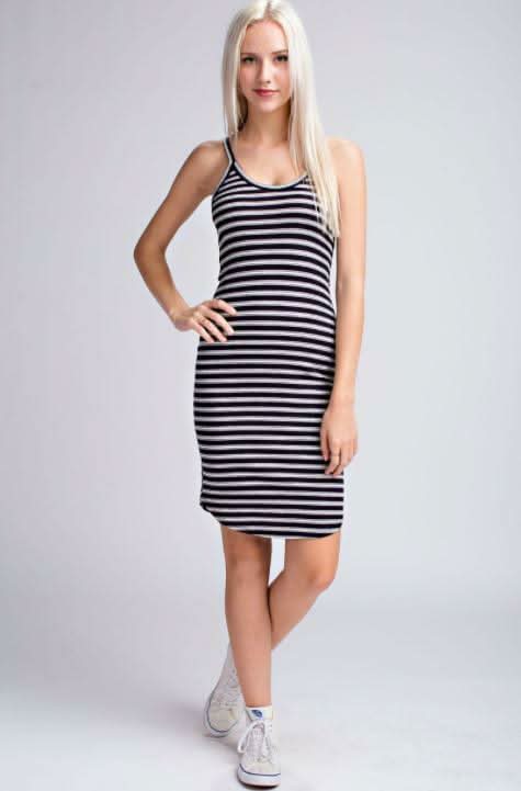 striped tank dress black white ASOS Design - 90s Ribbed Mini Tank Dress - Women - Cotton/Polyester/Spandex - 2 US