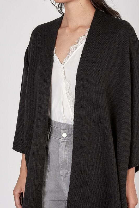 Open Front Black Cape Cardigans