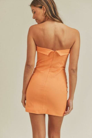 On My Mind Orange Strapless Mini Dress - Back View