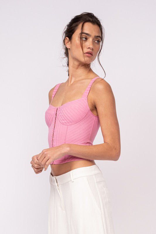 Pink Corset Cropped Tank Top