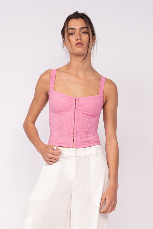 Pink Corset Hook and Eye Crop Top