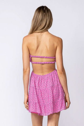Pink Floral Tiered Mini Dress – Women's Boho Fashion