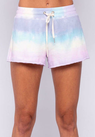 Sunset Tie-Dye Washed Shorts, fleece shorts with tie string