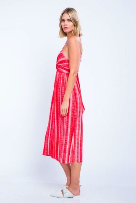 Mia Red Boho Print Cutout Culotte Jumpsuit a summer halter jumpsuit